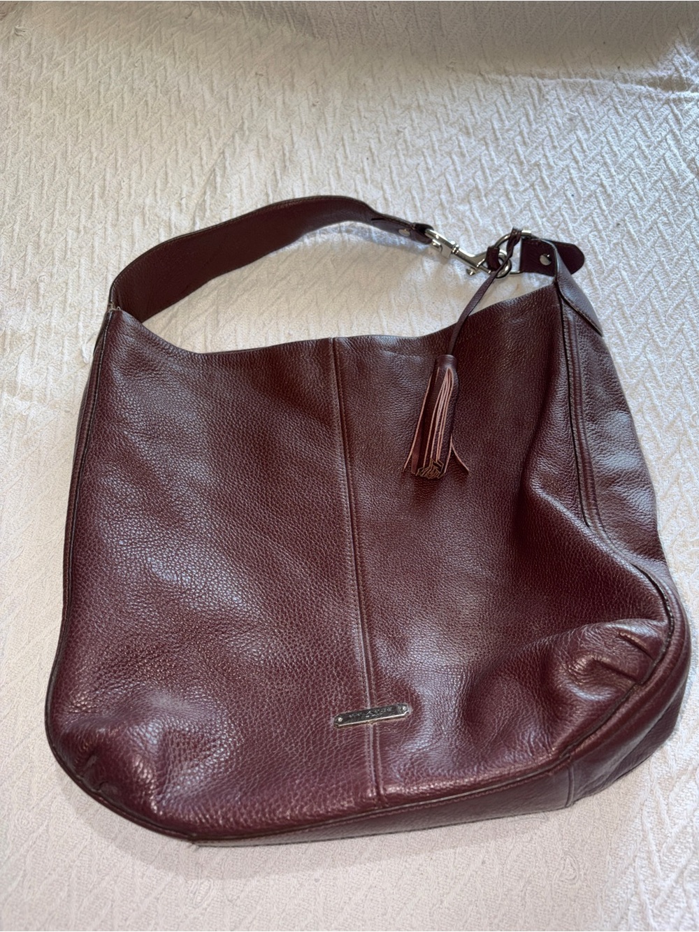 Coach Avery Pebble Leather Shoulder Bag in Burgundy